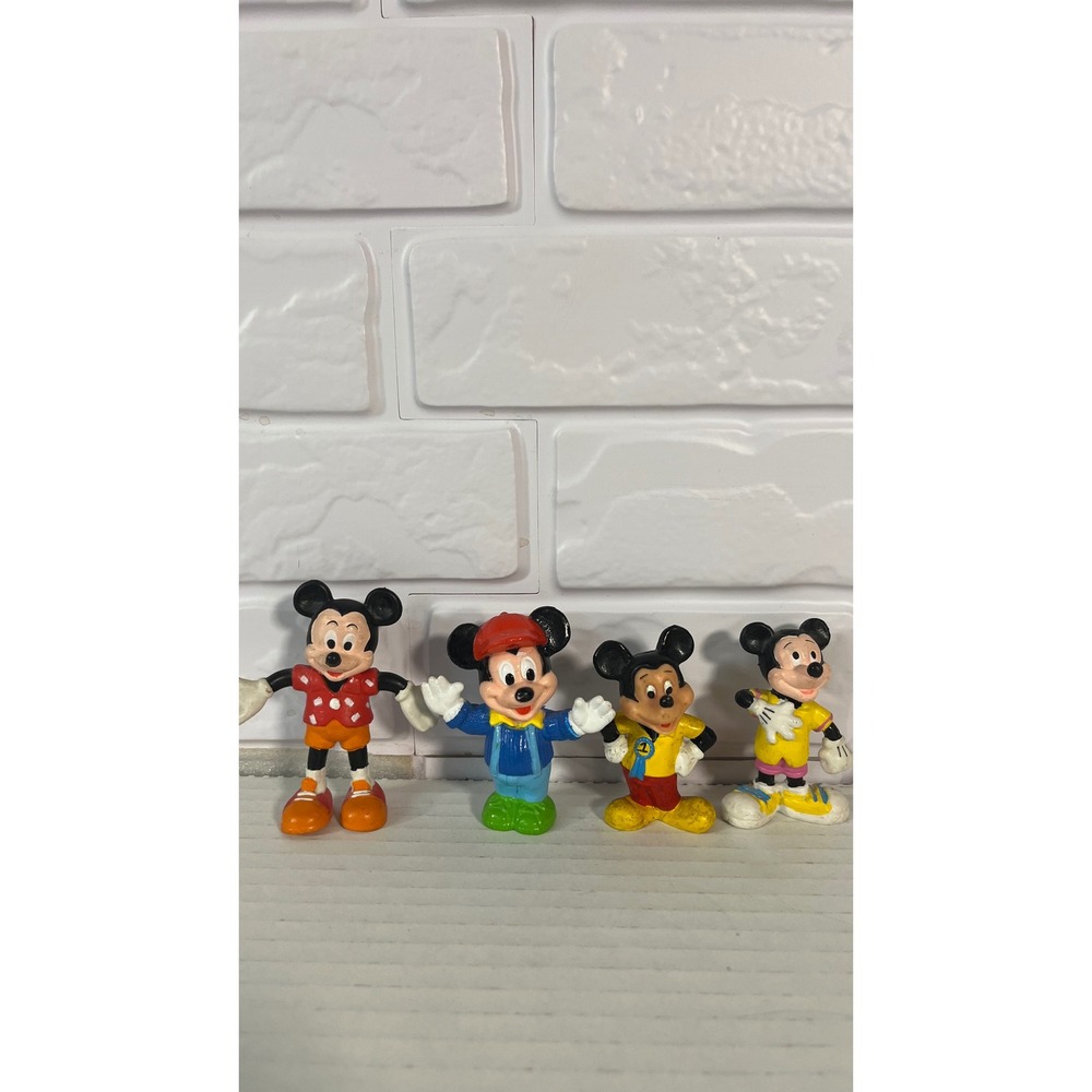 Disney Mickey Mouse PVC Mini Figures Unisex Small Multi-Color Vintage Set of 4